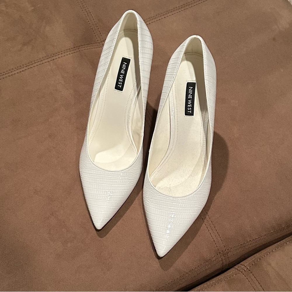 Nine West White Textured Heels